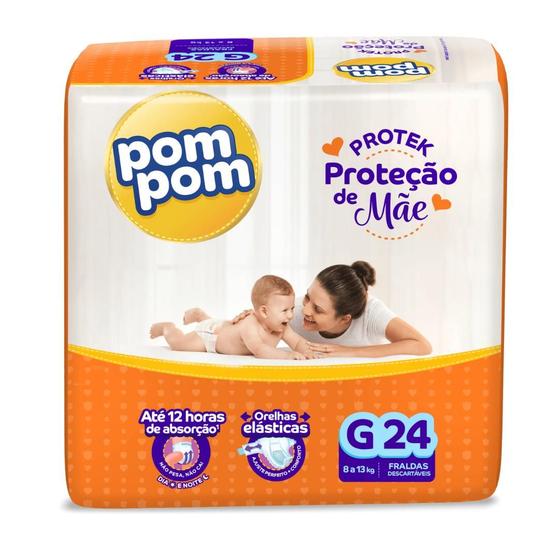 Imagem de Fralda Pom Pom Derma Protek Jumbo 1 Pacote Tamanho G 24 unidades