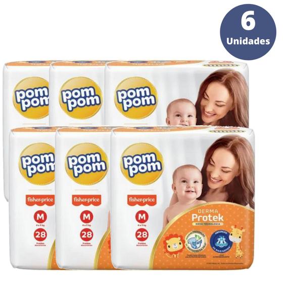 Imagem de Fralda Pom pom Derma Protek Jumbo 6 Pacotes Tamanho M- 6 a 9 kg