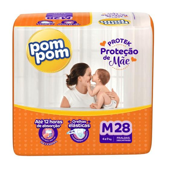 Fralda Pom Pom Derma Protek M com 28 unidades - 4 a 9 kg Menor preço em Fralda Pom Pom Derma Protek M com 28 unidades - 4 a 9 kg