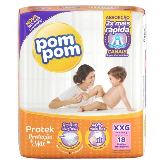Imagem de Fralda pom pom derma protek, pom pom tamanho xxg 18 uni
