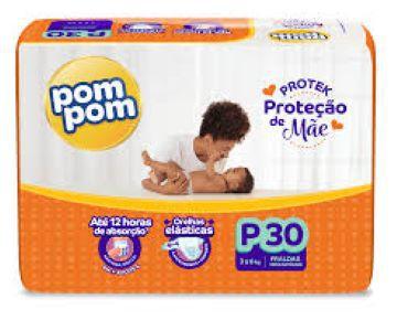 Imagem de Fralda Pom Pom Derma Protek Tamanho P com 30 Fraldas Descartáveis