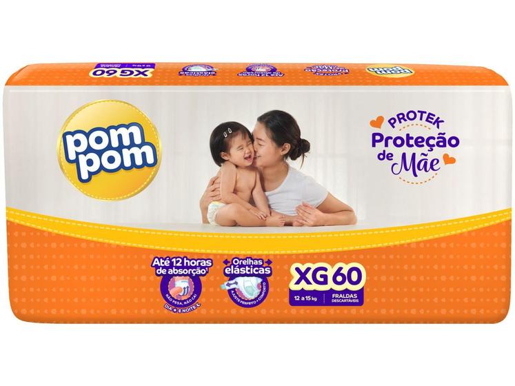 Imagem de Fralda Pom Pom Proteção de Mãe Protek Tam. XG - 12 a 15kg 60 Unidades