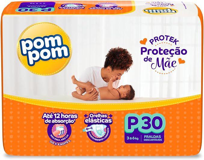 Imagem de Fralda Pom Pom Protek Proteção de Mãe Jumbo P com 30 Unidades
