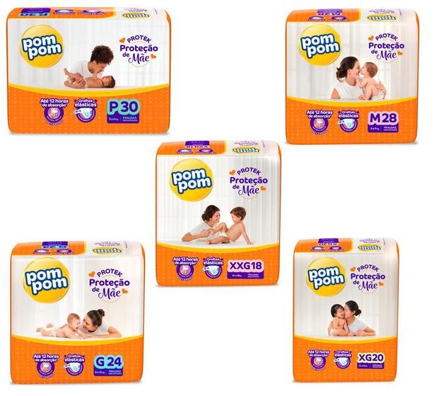 Imagem de Fralda Pom Pom Protek Proteção de Mãe Jumbo