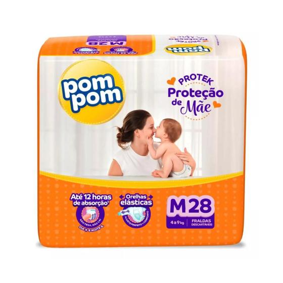 Imagem de Fralda Pom Pom Protek Proteção de Mãe M com 28 Unidades