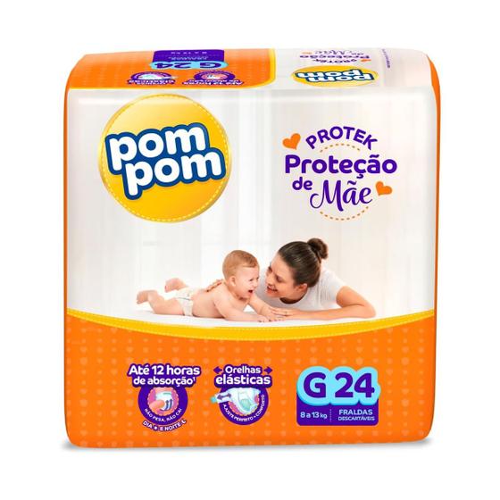 Imagem de Fralda Pom Pom Protek Proteção De Mãe Tamanho G Com 24 Unidades Pom Pom