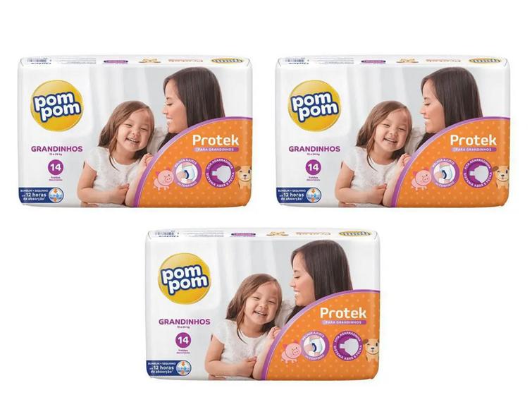 Imagem de Fralda Pompom Derma Protek Fisher-Price - Tam Grandinhos (15a 24KG) - Kit com 42 fraldas