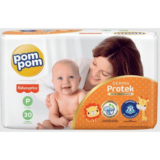 Imagem de Fralda Pompom Derma Protek Jumbo P Com 30 Unidades