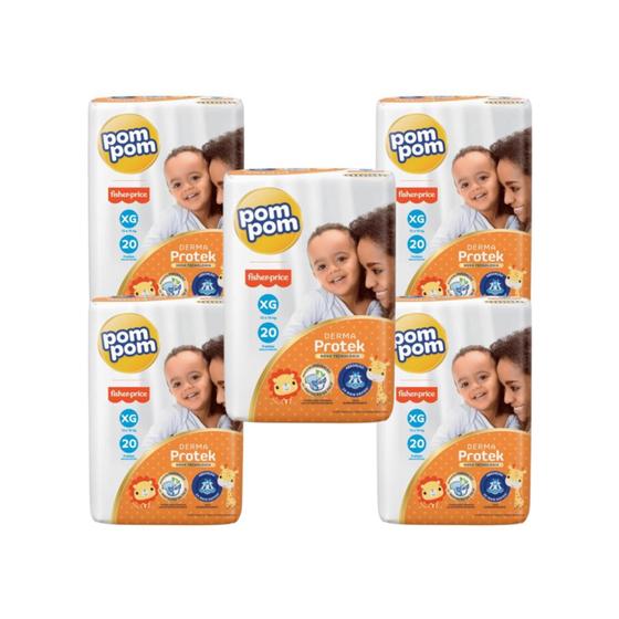 Fralda Pompom Derma Protek Jumbo Tam XG- ATACADO BARATO - Kit com 100 Unidades/Tiras Menor preço em Fralda Pompom Derma Protek Jumbo Tam XG- ATACADO BARATO - Kit com 100 Unidades/Tiras
