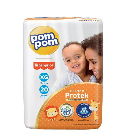 Imagem de Fralda Pompom Derma Protek Jumbo Xg Com 20 Unidades