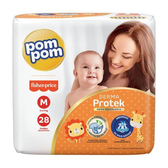 Imagem de Fralda Pompom Derma Protek M Com 28 Unidades