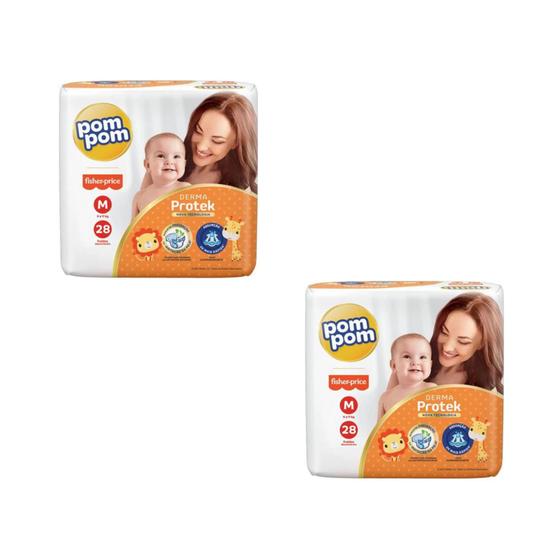Imagem de Fralda Pompom Derma Protek Tam M - ATACADO BARATO - kit com 56 Unidades/Tiras