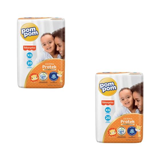 Imagem de Fralda Pompom Derma Protek Tam XG- ATACADO BARATO - Kit com 40 Unidades/Tiras
