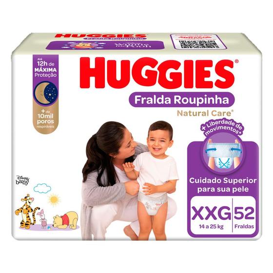 Imagem de Fralda Roupinha Huggies Natural Care Tamanho XXG Pacote Hiper 52 Unidades Descartáveis