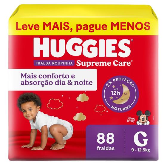 Imagem de Fralda Roupinha Huggies Supreme Care Tamanho G 88 Unidades Descartáveis