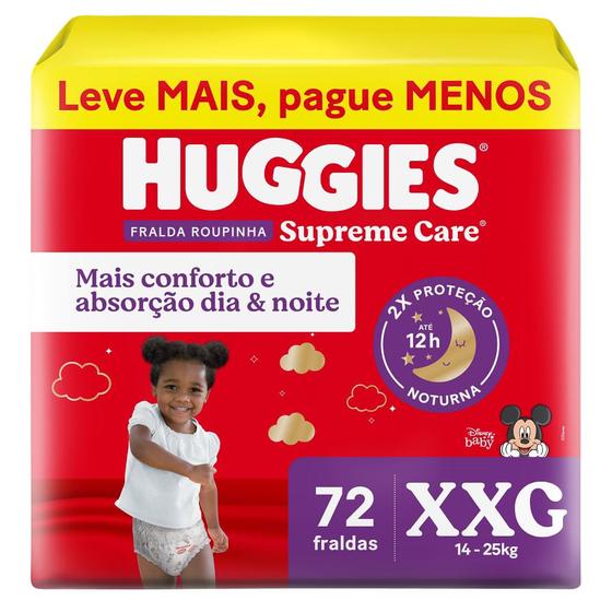 Fralda Roupinha Huggies Supreme Care Tamanho XXG 72 Unidades Descartáveis Imagem de Fralda Roupinha Huggies Supreme Care Tamanho XXG 72 Unidades Descartáveis
