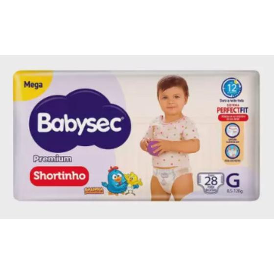 Imagem de Fralda Shortinho BabySec Premium Galinha - Pintadinha G 8,5 a 12kg 28 Unidades