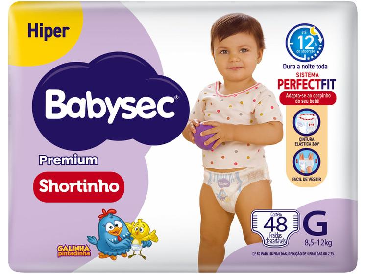 Imagem de Fralda Shortinho BabySec Premium Galinha Pintadinha G 8,5 a 12kg 48 Unidades