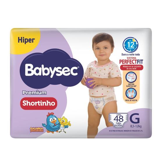 Imagem de Fralda Shortinho Babysec Premium Tamanho G com 48 Fraldas Descartáveis