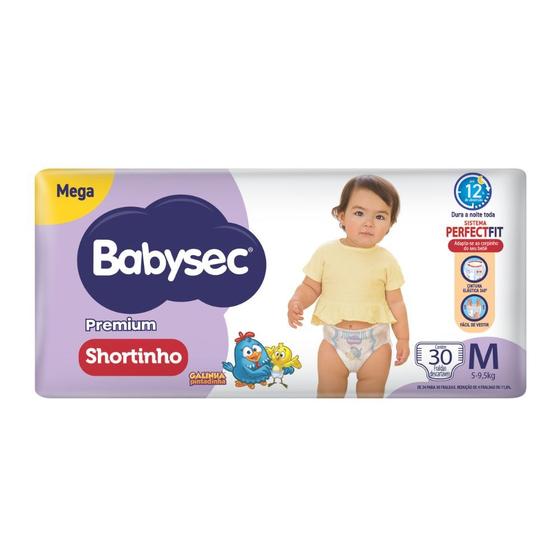 Fralda Shortinho Babysec Premium Tamanho M com 30 Fraldas Descartáveis Imagem de Fralda Shortinho Babysec Premium Tamanho M com 30 Fraldas Descartáveis