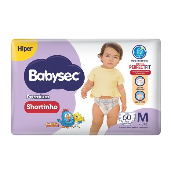 Imagem de Fralda Shortinho Babysec Premium Tamanho M com 60 Fraldas Descartáveis