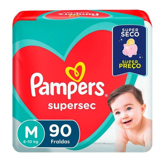 Fralda Supersec Pampers M 90 Unidades Menor preço em Fralda Supersec Pampers M 90 Unidades