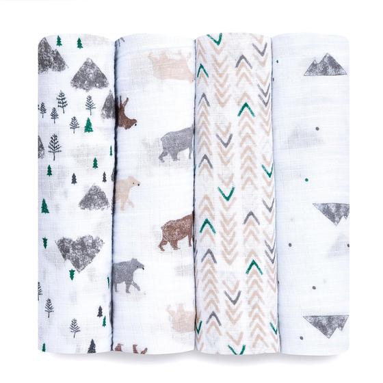 Imagem de Fralda Swaddle Aden + Anais Essentials Bear Necessities - Pacote com 4