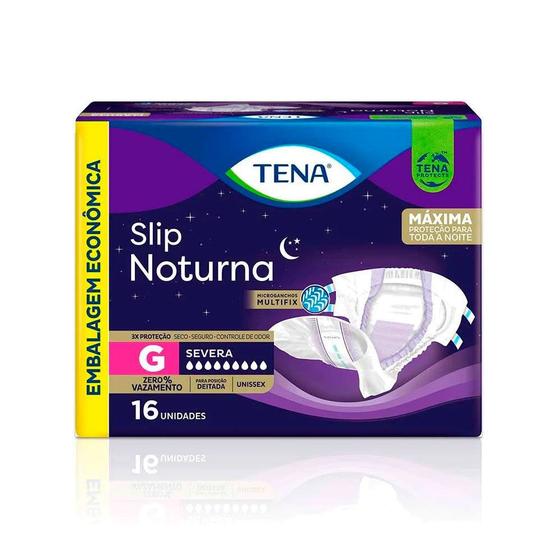 Imagem de Fralda Tena Slip Noturna Unissex 3X Proteção Tamanho G Com 16 Unidades