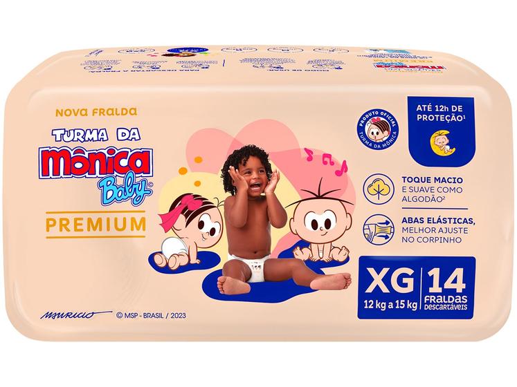 Fralda Turma da Mônica Baby Premium Jumbo Tam. XG 12 a 15kg 14 Unidades Imagem de Fralda Turma da Mônica Baby Premium Jumbo Tam. XG 12 a 15kg 14 Unidades