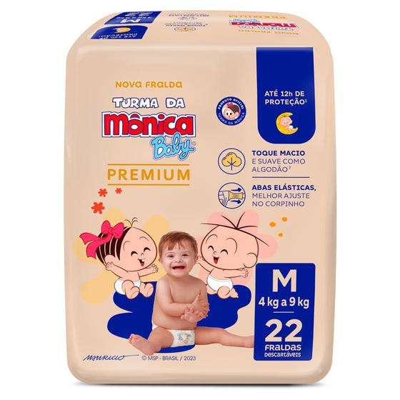 Imagem de Fralda Turma da Mônica Baby Premium M 22 Fraldas Descartáveis