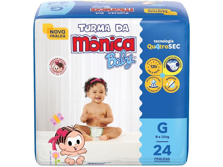 Imagem de Fralda Turma da Mônica Baby Tam. G 7 a 11kg