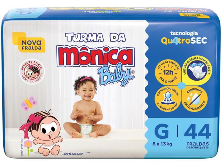 Imagem de Fralda Turma da Mônica Baby Tam. G - 8 a 13kg 44 Unidades