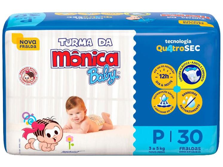 Imagem de Fralda Turma da Mônica Baby Tam. P 3 a 5kg