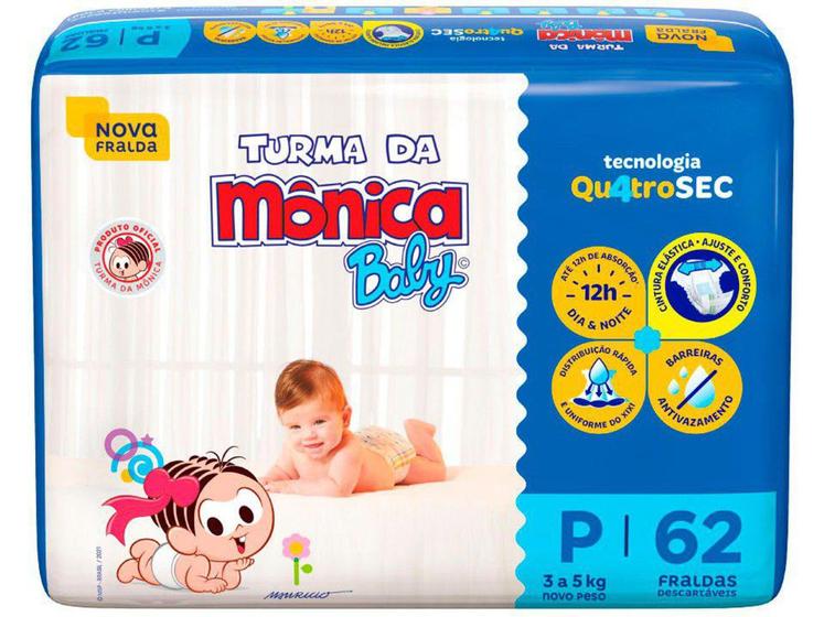 Imagem de Fralda Turma da Mônica Baby Tam. P - 3 a 5kg 62 Unidades