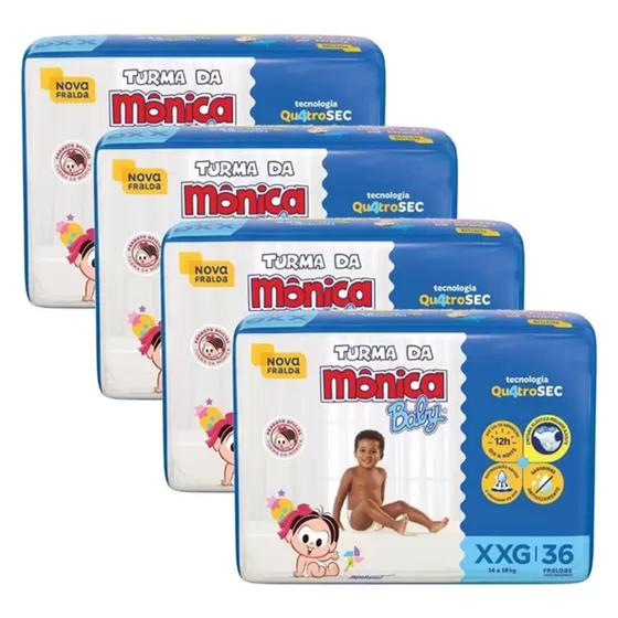 Fralda Turma da Mônica Baby Tam. XXG - 13 a 17kg - Kit com 144 Unidades Menor preço em Fralda Turma da Mônica Baby Tam. XXG - 13 a 17kg - Kit com 144 Unidades