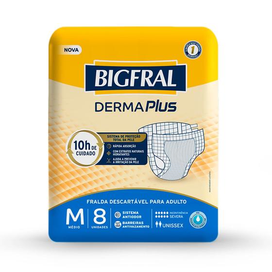 Imagem de Fraldas bigfral derma plus  tam m 8 un