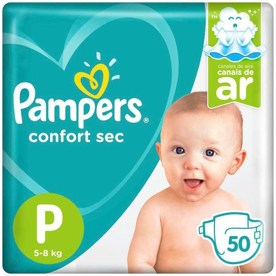 Imagem de Fraldas Descartáveis Pampers Confort Sec Tamanho P - 50 Unidades