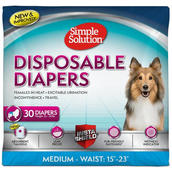 Imagem de Fraldas descartáveis para cães Simple Solution True Fit Female M 30C