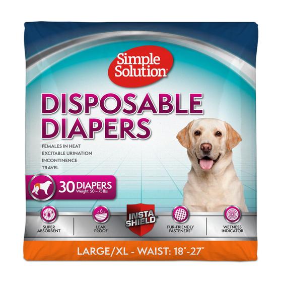 Imagem de Fraldas descartáveis para cães Simple Solution True Fit XL 30 unidades