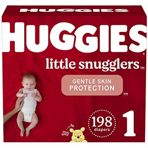 Imagem de Fraldas do bebê tamanho 1 (8-14 lbs), 198ct, Huggies Little Snugglers Fraldas recém-nascidas