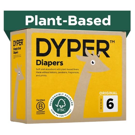 Imagem de Fraldas DYPER Baby Tamanho 6 (35lb+) - Pacote com 108 Unidades - Base de Plantas