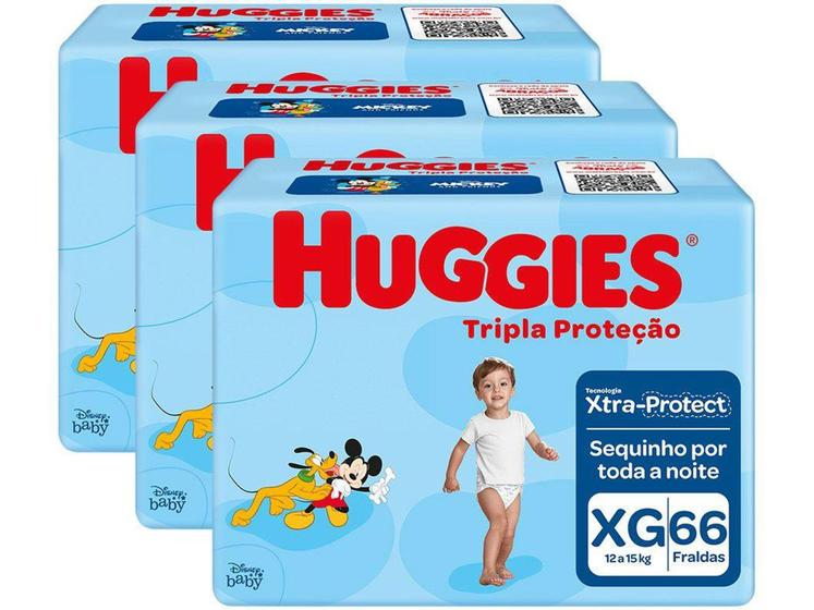 Imagem de Fraldas Huggies Disney Tripla Proteção Tamanho XG de 12 a 15 kg kit C/ 198 Unidades