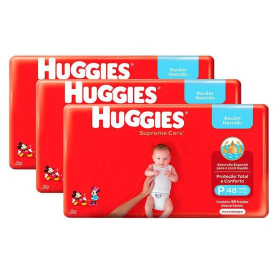 Imagem de Fraldas Huggies Supreme Care  - Tam. P 3,5 a 6kg - 144 Unidades/ Tiras - ATACADO BARATO