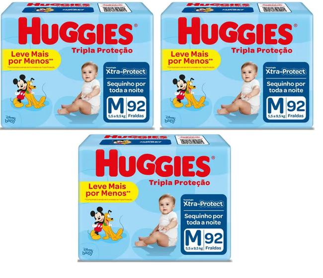 Imagem de Fraldas Huggies Tripla Proteção HIPER Tamanho M - ATACADO BARATO - 276 TIRAS