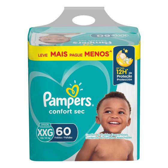Fraldas Pampers Confort Sec XXG com 60 unidades Menor preço em Fraldas Pampers Confort Sec XXG com 60 unidades