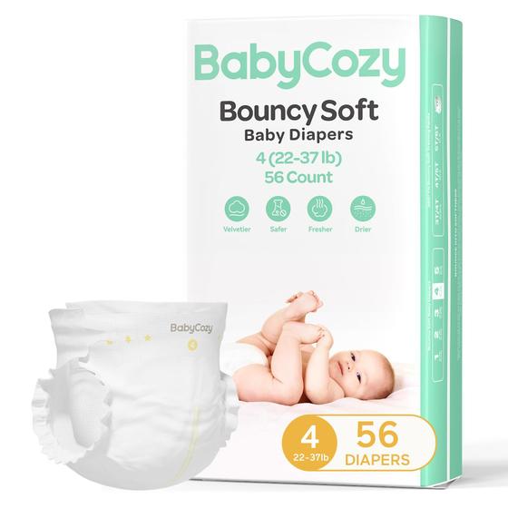 Imagem de Fraldas para bebês Babycozy Bouncy Soft tamanho 4 (10-17 kg) 56 unidades