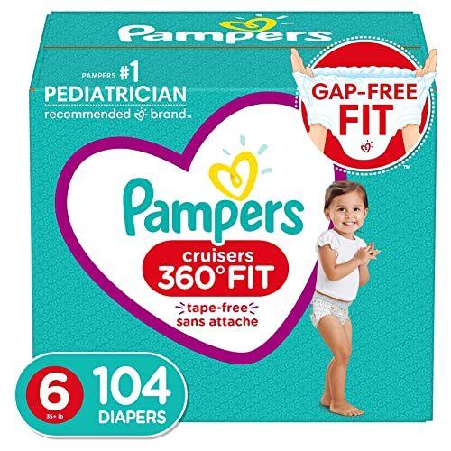 Imagem de Fraldas Tamanho 6, Contagem 104 - Pampers Pull On Cruisers 360  Fit Fraldas de bebê descartáveis com cintura elástica, embalagens e impressões podem variar