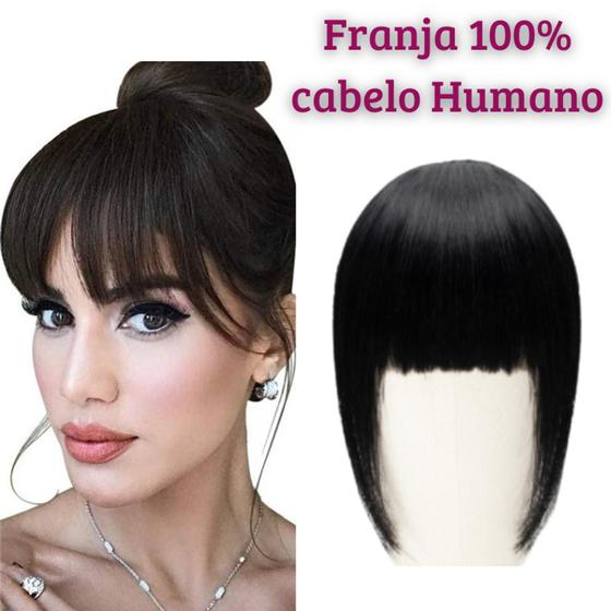 Imagem de Franja Aplique Tic Tac Cabelo Humano Natural - Preto