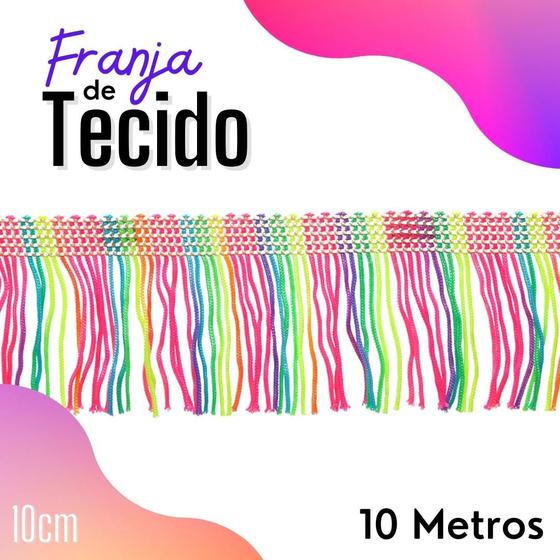 Imagem de Franja De Tecido Multicolorido - 10Mm Rolo Com 10 Metros - Nybc