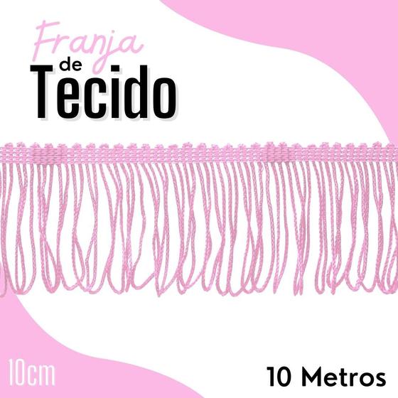 Imagem de Franja De Tecido Rosa Claro - 10Mm Rolo Com 10 Metros - Nybc